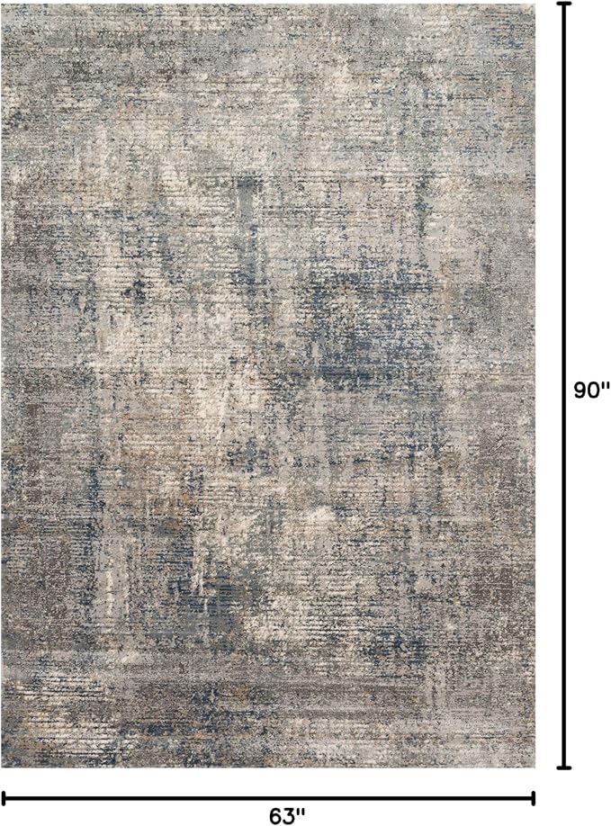 Loloi Teagan Collection TEA-05 Denim/Slate 5'-3" x 7'-6" Area Rug, Large, Soft Neutral Rug, High-Traffic for Living Room, Bedroom, Home Office, Dining Area