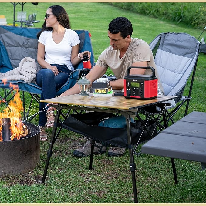 ARROWHEAD OUTDOOR 2-Pack 39" Aluminum Folding Camp Roll Up Table w/Adjustable Height, Undertable Mesh Storage, Carry Bag