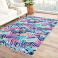 Colorful Wave Rug, 3x5 Rug, Abstract Watercolor Rugs for Entryway, Watercolor Small Area Rug, Washable Rug Non Slip Soft Indoor Carpet, Kids and Pets Friendly, Colorful Wave Home & Room Decor
