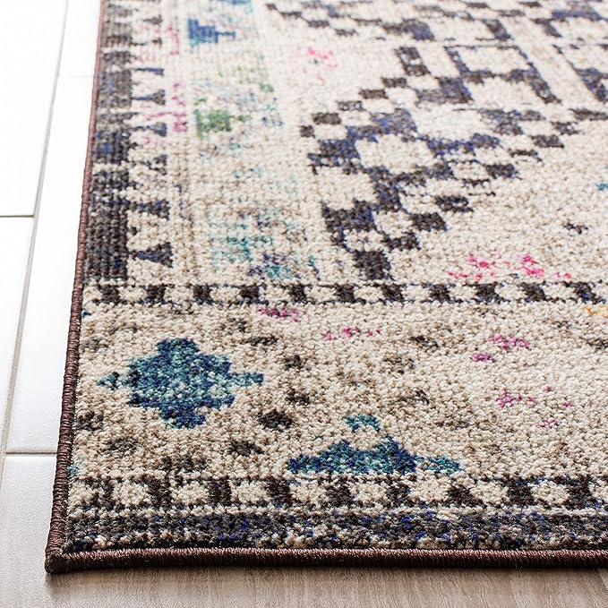 SAFAVIEH Madison Collection Runner Rug - 2'2" x 22', Black & Yellow, Boho Diamond Distressed Design, Non-Shedding & Easy Care, Ideal for High Traffic Areas in Living Room, Bedroom (MAD418Z)