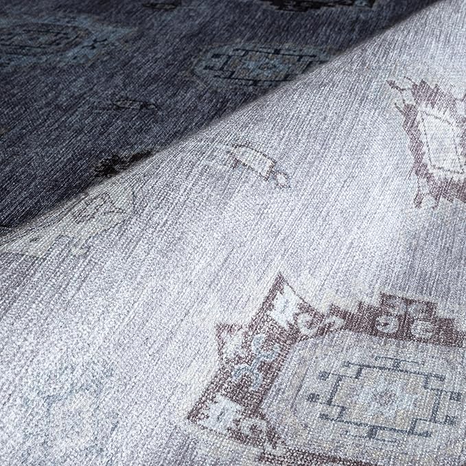 Fame Rugs Turkish Rug. Washable Vintage Oriental Antique Inspired Traditional Doormat Small Modern Area Rugs Luxury Entryway Entry Bedroom Bathroom Kitchen (393VG, 2'5 x 9'8)