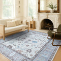 Fame Living Cream Grey Oushak Rug, Modern, Vintage, Turkish, Eclectic, Floral, Pastel, Washable, Area Rugs for Living Room, Dining, Bedroom, Nursery, Girls, Boys, 5'9"x8'9"