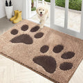 PURRUGS Dirt Trapping Door Mat 33.5" x 59", Non-Skid/Slip Machine Washable Microfiber Entryway Rug, Dog Doormat, Super Absorbent Welcome Mat for Muddy Wet Shoes and Paws, Beige