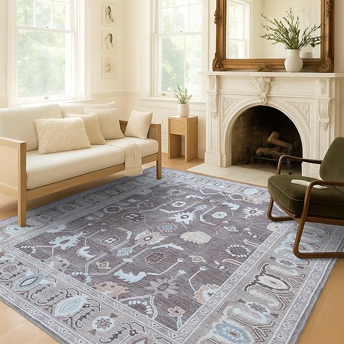 Brown Oushak Runner Rug, Modern Runners, Vintage, Turkish, Eclectic, Floral, Pastel, Washable, Long Runner Rugs for Hallway, Kitchen, Living Room, Bedroom, Kitchen, Bathroom, 2'5"x13'