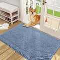 OLANLY Dog Door Mat for Muddy Paws 48x30, Absorbs Moisture and Dirt, Absorbent Non-Slip Washable Doormat, Quick Dry Chenille Mud Mat for Dogs, Entry Indoor Entryway Carpet for Inside Floor, Airy Blue