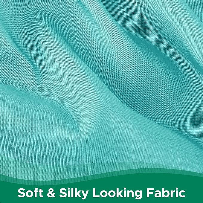 Biscaynebay Wrap Around Bed Skirts for King & Cal King Beds with Short Drop of 12", Aqua Adjustable Elastic Dust Ruffles Easy Fit Wrinkle Resistant Silky Luxurious Fabric Machine Washable