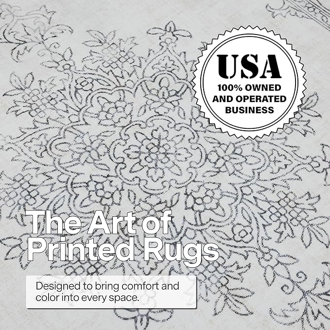 ReaLife Rugs Machine Washable Area Rug Runner - Living Room Bedroom Bathroom Kitchen Entryway Office - Padded Low Pile Stain Resistant Premium - Boho Farmhouse Vintage - Paige - Ivory 2'6" x 8'