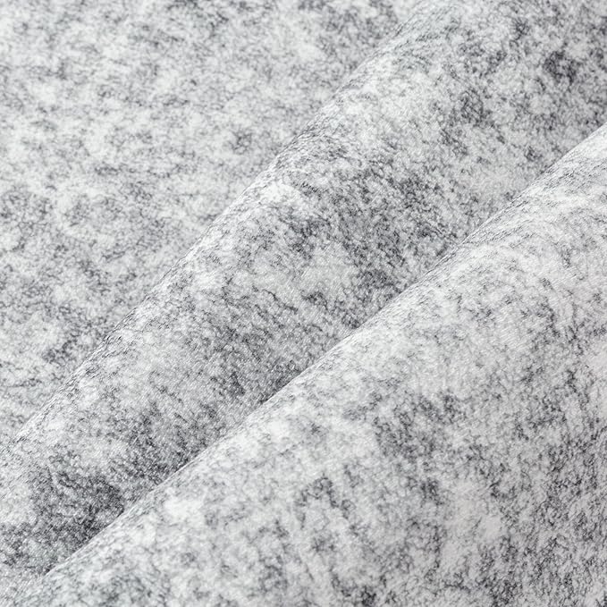 2x8 Runner Rug Washable Vintage Indoor Hallway Carpet Non Slip Grey Bedroom Low Pile Kitchen Distressed Long Retro Accent Throw Rug for Bathroom Dining Laundry Living Room
