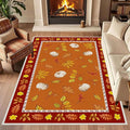 Fallen Leaves Carpet for Kitchen, 6x8ft, Autumn Pumpkins with Leave Orange Area Rug, Indoor Ultra-Thin Foldable Machine Washable Fun Pumpkin Bath Mat for Home Office Relax Room