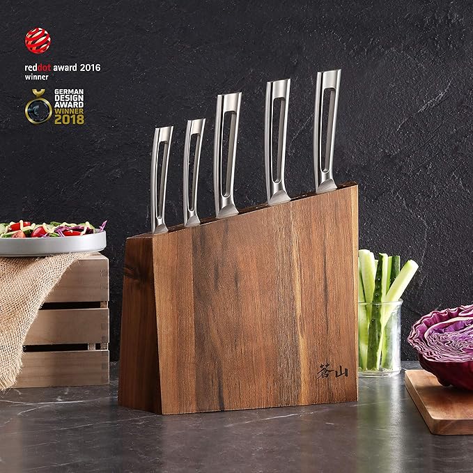 Cangshan TN1 Series 1024838 Swedish 14C28N Steel Forged 6-Piece Knife Block Set, Walnut