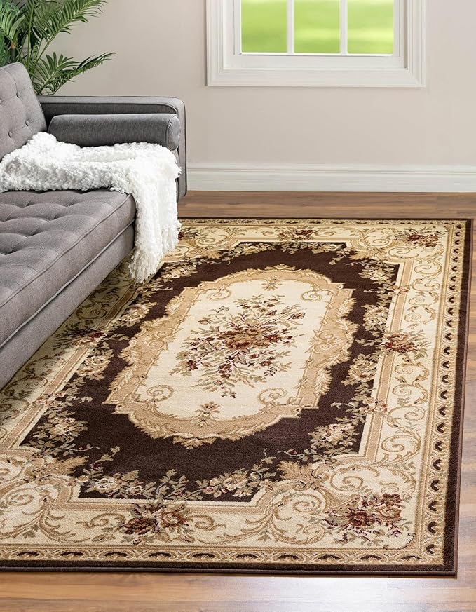 Rugs.com Chateau Collection Rug – 5' x 8' Brown Medium Rug Perfect for Bedrooms, Dining Rooms, Living Rooms