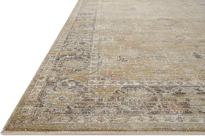 Loloi Magnolia Home by Joanna Gaines Millie Collection MIE-03 Gold/Charcoal 11'-6" x 15'-7", .25" Pile Height, Area Rug