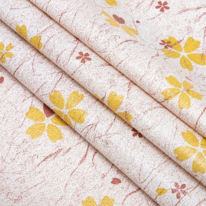 RAY STAR 12X120 Inch Shelf Liner for Kitchen Cabinets, Non-Adhesive Cabinet Liner Washable, PVC Drawer Liner for Dresser Non-Slip Bathroom (Yellow-Floral)(5 Roll)