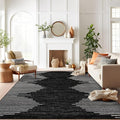 Rugshop Bohemian Stripe Stain Resistant Carpet High Traffic Living Room Kitchen Bedroom Dining Room Large Areas Basement Open Spaces Area Rug 8' x 10' Black