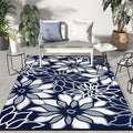 GENIMO Outdoor Rug Waterproof for Patio Decor, 6' x 9' Reversible Plastic Straw Floral Camping Carpet, Large Area Rugs Mats for RV, Camper, Deck, Balcony, Porch, Beach, Picnic, Blue & White