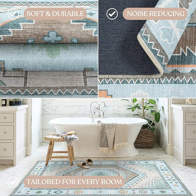 Oriental Rug. Washable Vintage Turkish Oushak Antique Inspired Area Rugs. Runner Rugs Luxury Living Room Bedroom Bathroom Kitchen Nursery Home Office (856GG, 7'5" x 9'8")