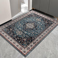 Easy-Going Area Rug 3x5 Entryway Rug Washable Inside Door Mats for Home Entrance Non-Slip Vintage Retro Small Rugs for Entry Living Room Bedroom Kitchen Bathroom Office Lightweight Carpet, Teal Brick