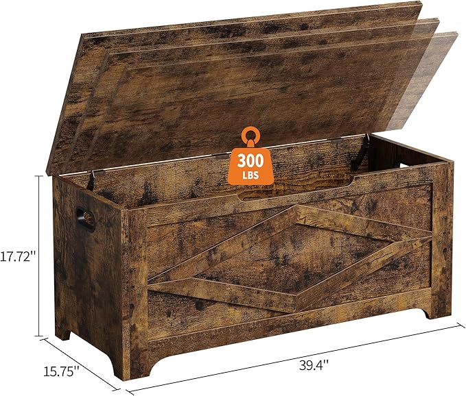 GAOMON Storage Chest, Wooden Storage Bench, Modern Style Lift-Top Shoes Bench with Safety Hinge for Entryway, Bedroom, Living Room, Supports 300 Lb and Easy Assembly