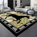 Western Horse Print Rugs 7x9ft,Boho Floral Area Rug, Botanical Print Low Pile Carpet, Stain-Resistant & Machine Washable Non-Slip Mat for Living Room, Bedroom, Dining Room