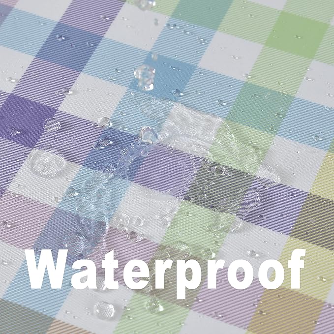 Easter Sunday Spring Plaid Tablecloth - Colorful Rectangular 58x102 Inch Water Resistant Table Cloth for Indoor/Outdoor Use - Rustic Table Cover for Kitchen, Picnics, and Parties