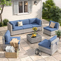 6-Seat Modular Patio Furniture Set – Outdoor Wicker Sectional Sofa