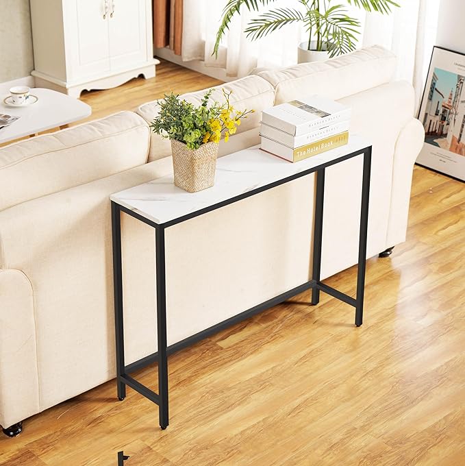 loglus Console Table for Entryway, Faux Marble MDF Sofa Table