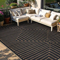 Lahome Neutral Geometric 8x10 Outdoor Rug, Black Washable Rug for Living Room Dining Room, Farmhouse Rhombus Non Slip Non Shedding Indoor Outdoor Carpet for Backyard Deck Office Classroom Decor