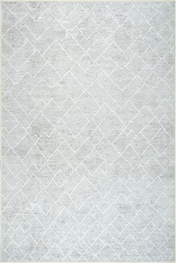 Bloom Rugs Washable Non-Slip 3' x 5' Rug - Gray/Pebble Striped Area Rug for Living Room, Bedroom, Dining Room, and Kitchen - Exact Size: 3' x 5'