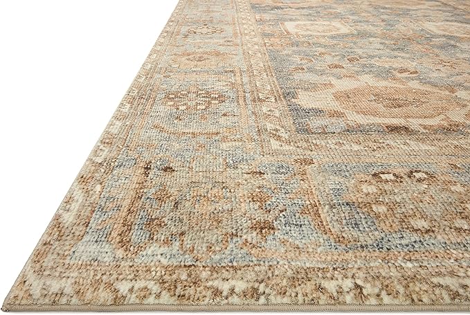 Loloi Margot Collection MAT-03 Ocean/Spice 7'-6" x 9'-6" Area Rug feat. CloudPile, No-Shed Easy Clean Large Patterned Area Rug for Living Room, Bedroom, Dining Area