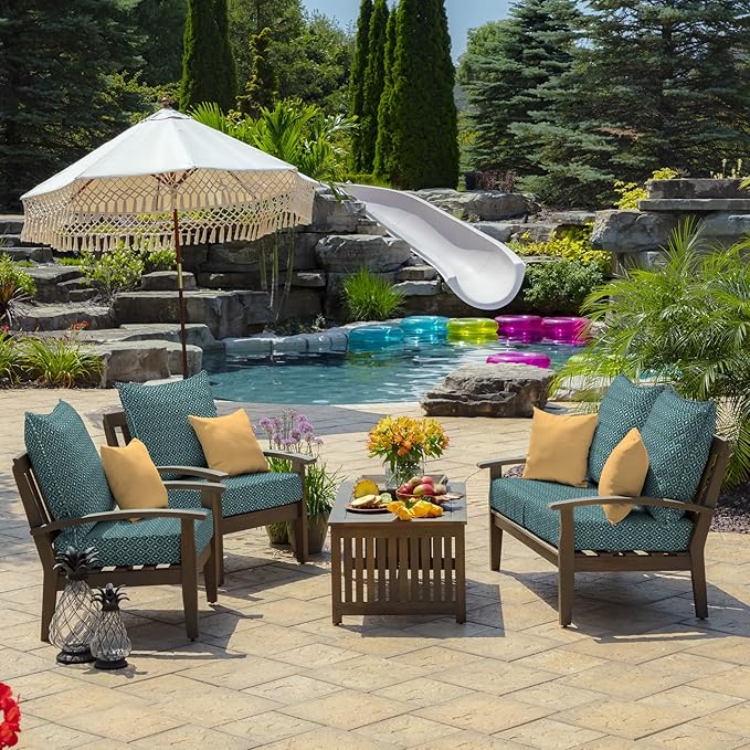 Arden Outdoor Deep Seat Cushion Set, 22 in x 24 in, Weather-Proof, Rain-Proof, Fade Resistant Patio Cushion Alana Tile