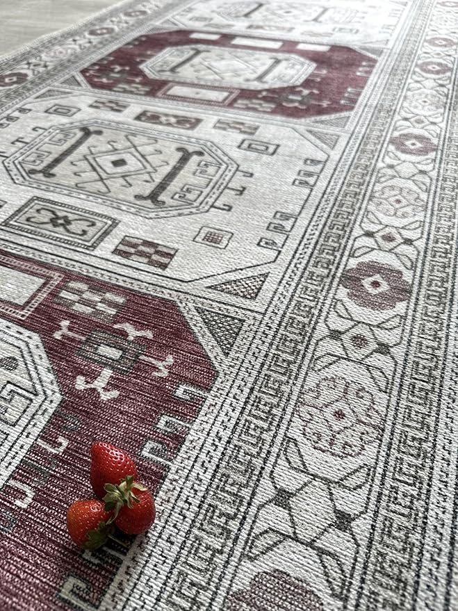 Fame Living Faded Oushak Rug, Turkish Vintage Floral Pastel Large Oversized Area Rugs for Living Room Dining Bedroom Kitchen Bathroom Nursery (848CrRd, 5' x 6'9")