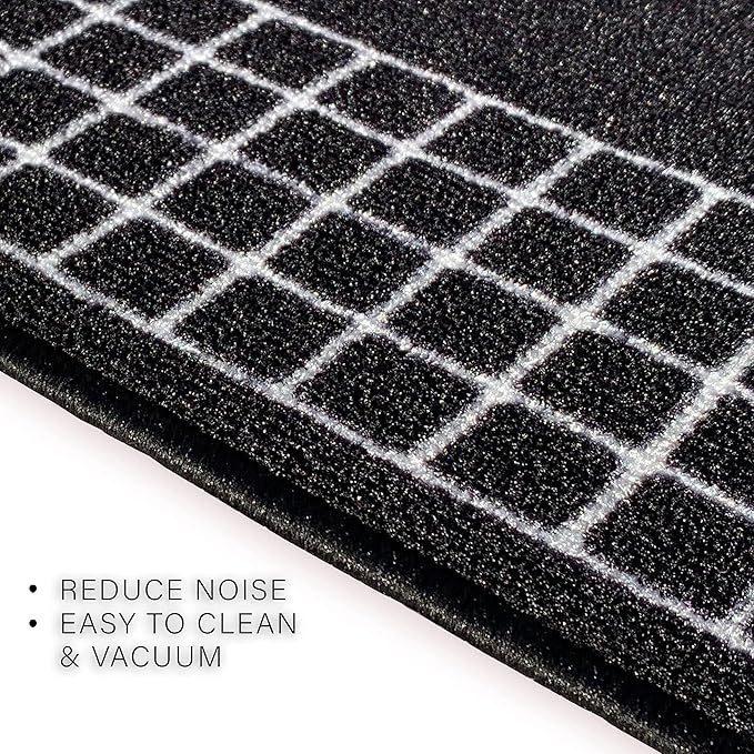Custom Made Runner Rug for Kitchen Foyer Hallway Entry Choose Your Length 31 Inch Wide Geometric Checkered Design Black Color (5 feet x 31 Inch)