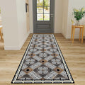 Classic Geometric Runner Rug, 4x12ft, Greek Key Print Runners Rugs, Vintage Moroccan Checkered Carpet, Cozy Short Pile No Crease Farmhouse Rugs for Living Room Laundry