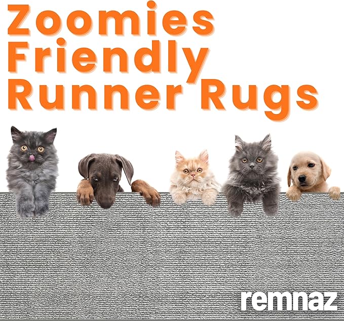 20 ft Extra Long Grey Hallway Runner Rug – Non-Slip, Washable, Dog-Friendly Carpet with Durable Rubber Backing – Modern Subtle Striped – Custom Size