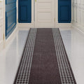 Custom Made Runner Rug for Kitchen Foyer Hallway Entry Choose Your Length 31 Inch Wide Geometric Checkered Design Brown Color (10 feet x 31 Inch)