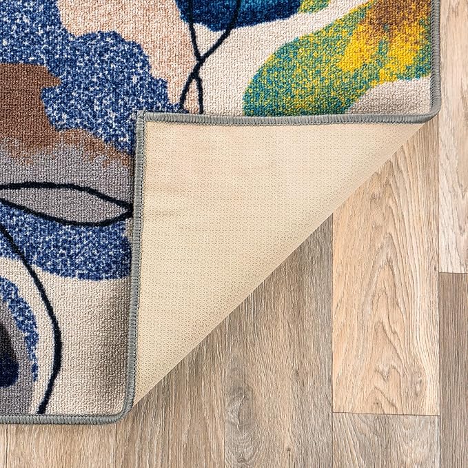 Rugshop Cream Bright Flowers Non Slip Non-Shedding Runner Rug for Hallway, Entryway and Kitchen, 2'7" x 10'