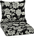 Arden Outdoor Deep Seat Cushion Set, 22 in x 24 in, Weather-Proof, Rain-Proof, Fade Resistant Patio Cushion Ashland Black Jacobean
