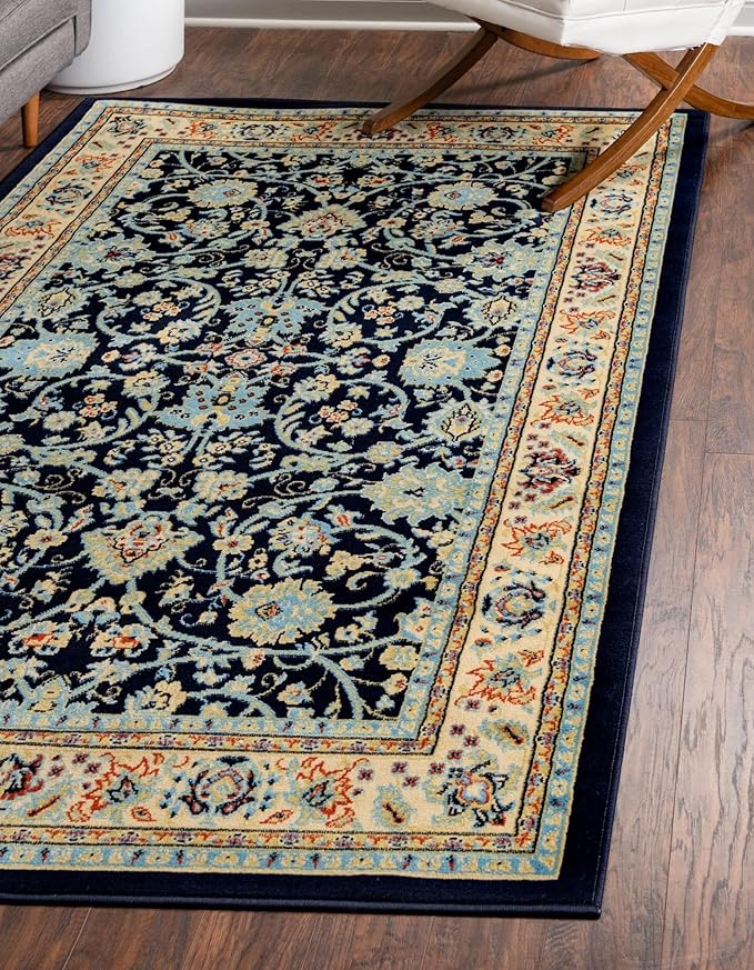 Rugs.com Yasmin Collection Rug – 7' x 10' Navy Blue Medium Rug Perfect for Bedrooms, Dining Rooms, Living Rooms