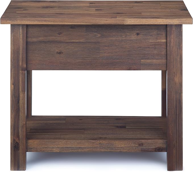 SIMPLIHOME Monroe Narrow Side Table – 14 inch Wide Solid Acacia Wood End Table