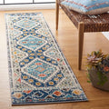 SAFAVIEH Madison Collection Runner Rug - 2'2" x 6', Navy & Beige, Boho Diamond Distressed Design, Non-Shedding & Easy Care, Ideal for High Traffic Areas in Living Room, Bedroom (MAD418M)