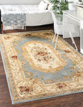 Rugs.com Chateau Collection Rug – 9' x 12' Light Blue Medium Rug Perfect for Living Rooms, Large Dining Rooms, Open Floorplans
