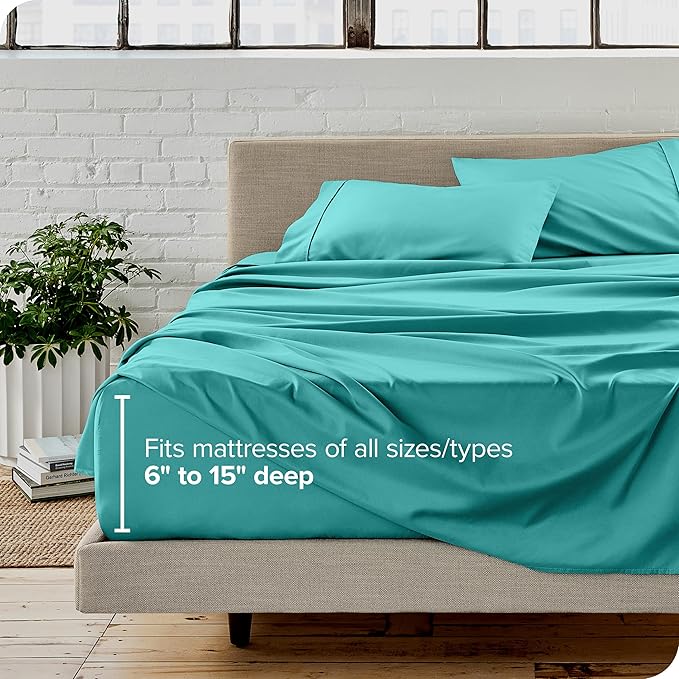 Bare Home Twin XL Sheet Set - College Dorm Size - Luxury 1800 Ultra-Soft Microfiber Twin Extra Long Bed Sheets - Deep Pockets - Easy Fit - Extra Soft - 3 Piece Set - Bed Sheets (Twin XL, Turquoise)