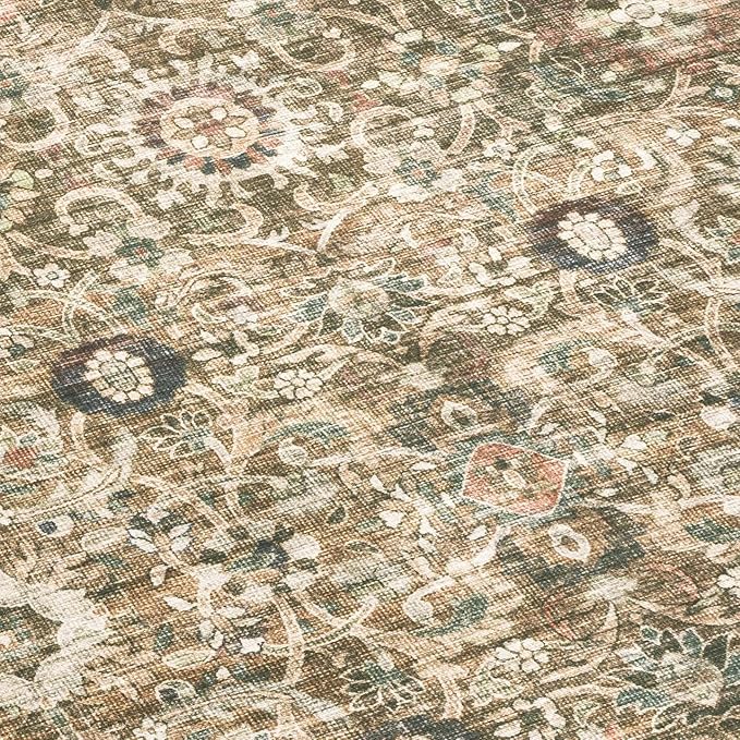 ReaLife Rugs Machine Washable Area Rug Runner - Living Room Bedroom Bathroom Kitchen Entryway Office - Padded Low Pile Stain Resistant Premium - Boho Farmhouse Vintage - Dua - Brown Gray Beige 3'x5'
