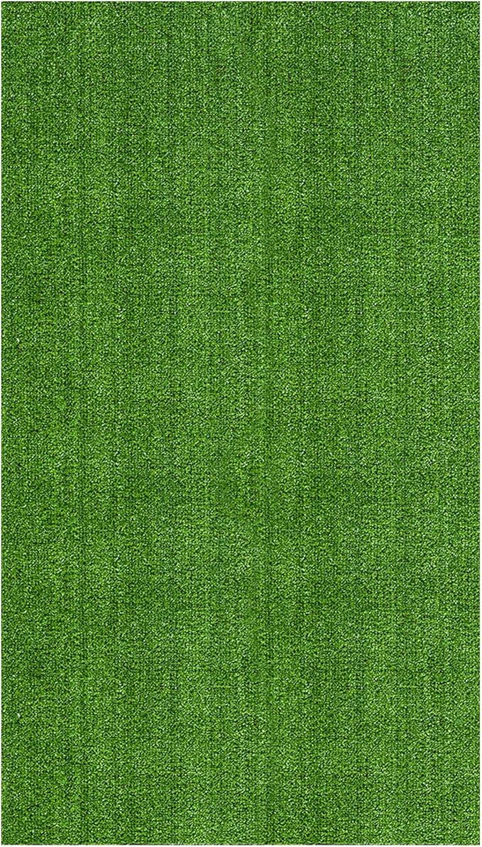 Ottomanson Artificial Grass Turf 6' x 6'6" Indoor Outdoor Faux Grass Rug with Drainage Holes, Customizable with Extra Long Size Options, Perfect for Patio Lawn Balcony Weddings Photoshoot Backdrop