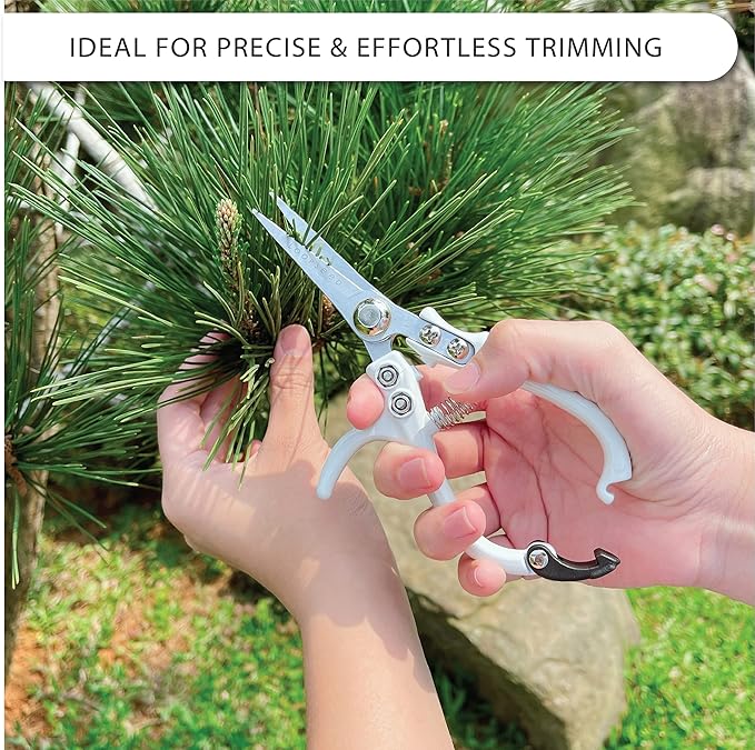 Loopseed Precision Garden Trimming Scissors & Hand Pruner - White