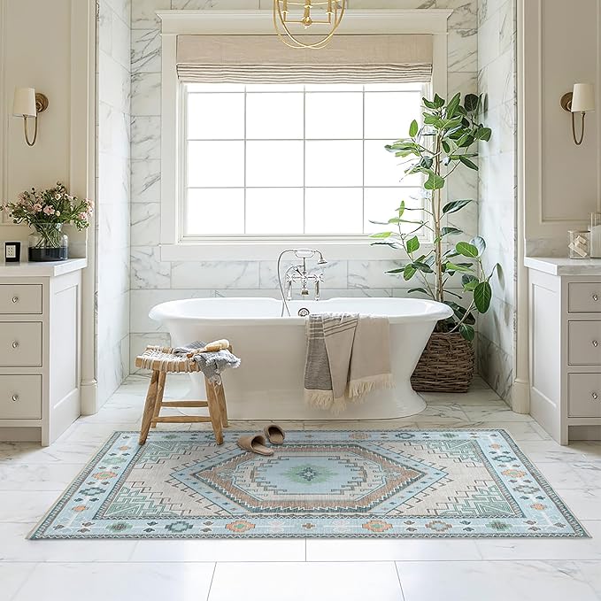 Oriental Rug. Washable Vintage Turkish Oushak Antique Inspired Area Rugs. Runner Rugs Luxury Living Room Bedroom Bathroom Kitchen Nursery Home Office (856GG, 7'5" x 9'8")