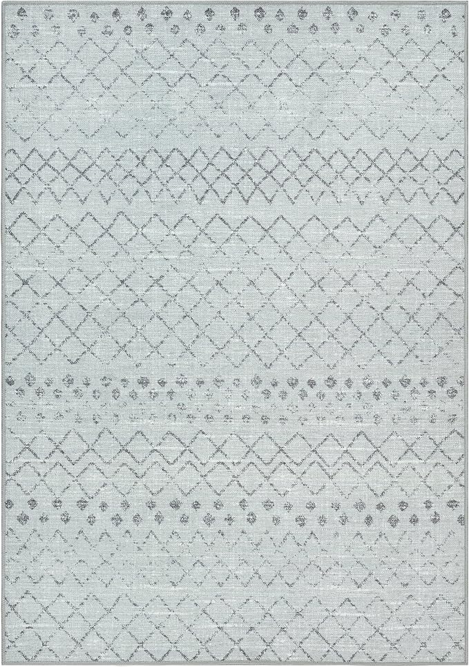 GLN Rugs Contemporary Collection - Machine Washable Area Rug, Contemporary Washable, Non Slip, Low Pile Chenille Rug, Living Room, Bedroom, Kitchen Rug (3' x 5' Gray 0166)