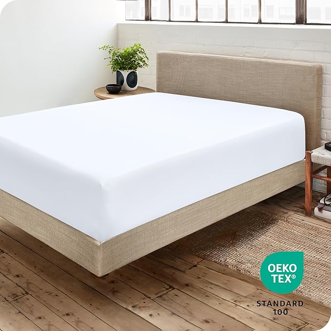 Bare Home Fitted Bottom Sheet Twin XXL Size - Premium 1800 Microfiber - Ultra-Soft Hotel Luxury - Deep Pocket - Durable and Long Lasting - Fitted Sheet (Twin XXL, White)
