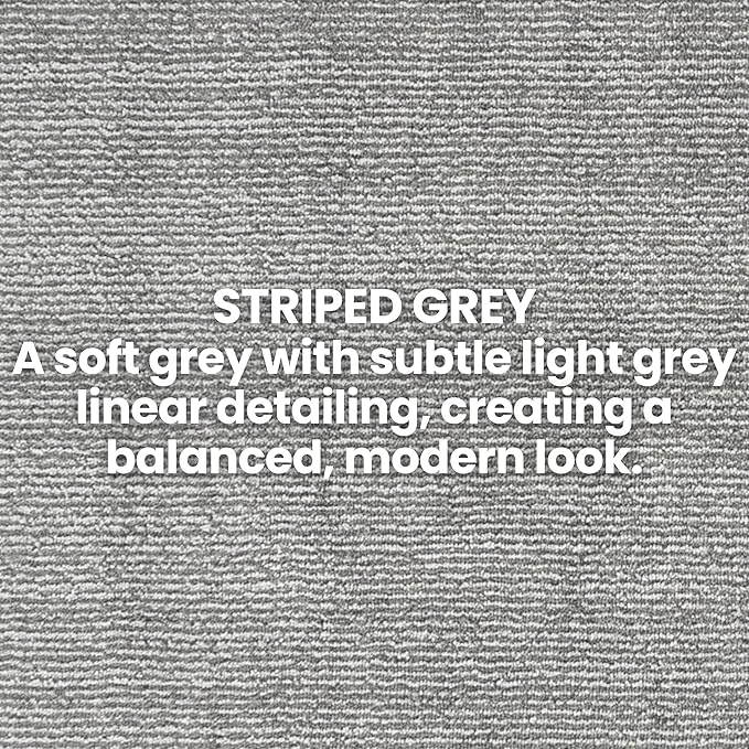 50ft Cut-to-Measure Runner Rug for Extra Long Hallways - Striped Grey | Non-Slip & Washable | No-Fray Edge Finished