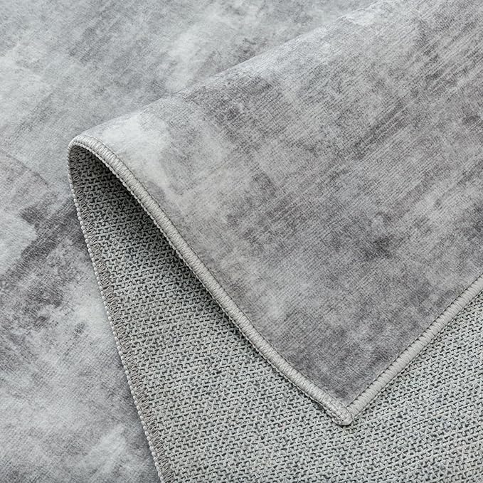 5x7 Washable Area Rug Grey Abstract Modern Living Room Bedroom Throw Rug Non Slip Soft Thin Simple Indoor Floor Carpet for Office Entryway Kitchen Nursery Home Decor